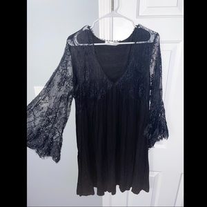 3XL Yuki short black dress with lace.